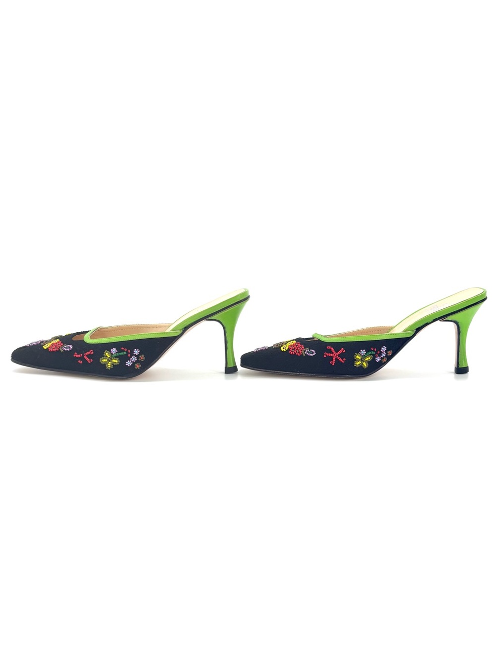 Fendi Vintage Floral Beaded Embellished Slip On Mules Pumps 6 - Picture 5 of 10